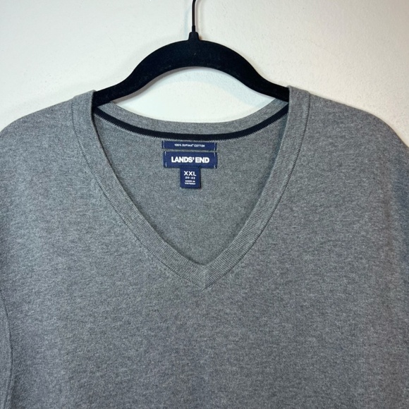 Lands' End Mens V-Neck Sweater Vest Shirt Gray Fine Gauge Supima Cotton Size XXL - Picture 5 of 10